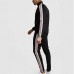 Men Hoodie Tracksuit Black With White Stripes